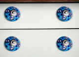 Set of Twelve Blue And White Botanical Ceramic Drawer Pull Knobs