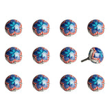 Set of Twelve Blue And White Floral Ceramic Drawer Pull Knobs