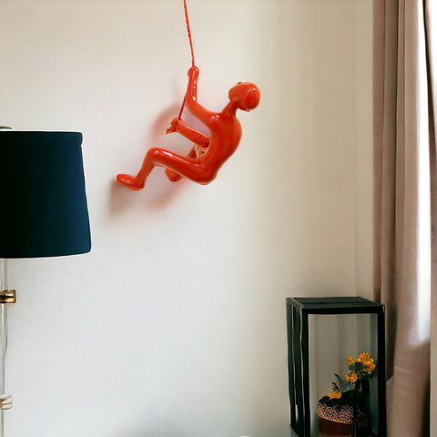 6" X 3" Red Resin Climbing Man Hanging Dimensional Sculpture