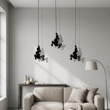 Set of Five Black Resin Climbing Man Hanging Dimensional Sculpture