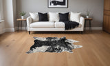 4' X 5' Black And White Faux Fur Animal Print Cowhide Washable Area Rug