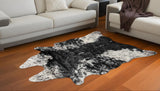 5' X 8' Black And White Faux Fur Animal Print Cowhide Washable Area Rug