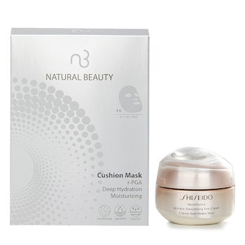 Shiseido Benefiance Wrinkle Smoothing Eye Cream 15ml X Natural Beauty r-PGA Deep Hydration Moisturizing Cushion Mask (Exp Date: 29/03/2026) 6x 20ml - 2pcs