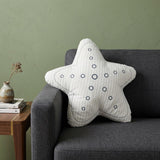 12" X 12" Blue and White Star Linen Throw Pillow