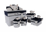 Set of Five Blue And White Rattan Basket