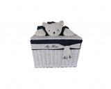 Set of Five Blue And White Rattan Basket
