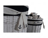 Set of Four Blue And White Rattan Basket