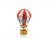 15" Red And White Metal Hand Painted Hot Air Balloon Tabletop Sculpture