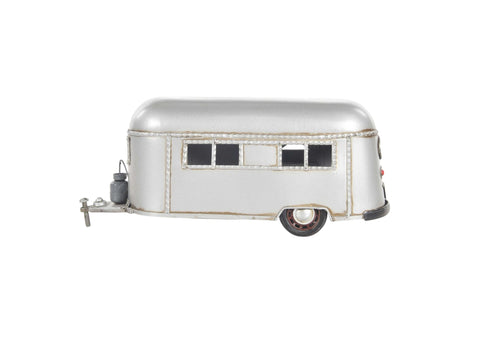 12" Silver Metal Camping Trailer Decorative Tissue Box