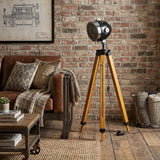 35" Brown Tripod Floor Lamp With Cone