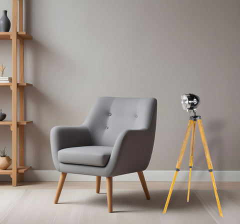 35" Brown Tripod Floor Lamp With Cone