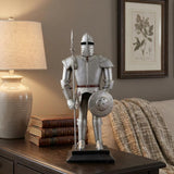 17" Silver Metal Hand Painted Figurine Tabletop Sculpture
