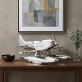 7" Nickel Metal Hand Painted Model Airplane Tabletop Sculpture