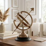 14" Brass And Black Metal Hand Painted Figurine Tabletop Sculpture