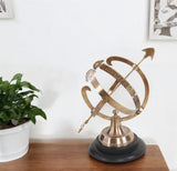 14" Brass And Black Metal Hand Painted Figurine Tabletop Sculpture