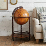 22" Brown Solid Wood Round Rolling Bar Cart