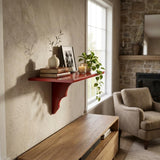 10" Red Solid Wood Wall Mounted Floating Shelf