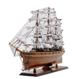 28" Brown Solid Wood Hand Painted Model Boat