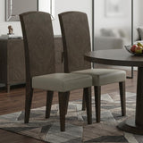 Set of Two Gray And Espresso Upholstered Dining Side Chairs