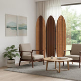 71" Brown Wood Folding Three Panel Screen Room Divider
