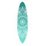 76" X 18" Blue and White Surfboard Floral Medallion Wood Wall Decor