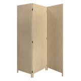 71" Beige Folding Three Panel Screen Room Divider