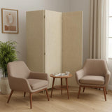 71" Beige Folding Three Panel Screen Room Divider