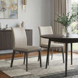 Set of Two Taupe and Gray Upholstered Faux Leather Dining Side Chairs