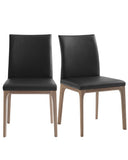 Set of Two Black and Brown Upholstered Faux Leather Dining Side Chairs
