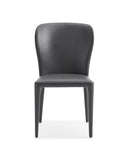 Set of Two Gray Upholstered Faux Leather Dining Side Chairs