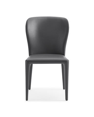 Set of Two Gray Upholstered Faux Leather Dining Side Chairs