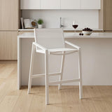 28" White Iron And Steel Counter Height Bar Chair