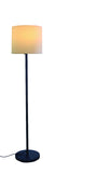 60" Black And White Floor Lamp With White Fabric Drum Shade