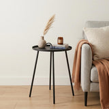 25" Gray Stainless Steel Round End Table