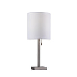 22" Silver Table Lamp With Drum Shade