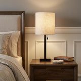 22" Black Table Lamp With Drum Shade