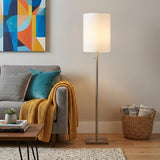 61" Silver Metal Floor Lamp With Fabric Shade