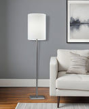 61" Silver Metal Floor Lamp With Fabric Shade
