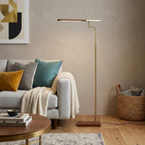 63" Brown LED Task Floor Lamp With Brass