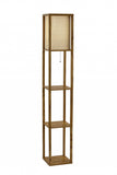 63" Natural Solid Wood Column With Brown Fabric Shade