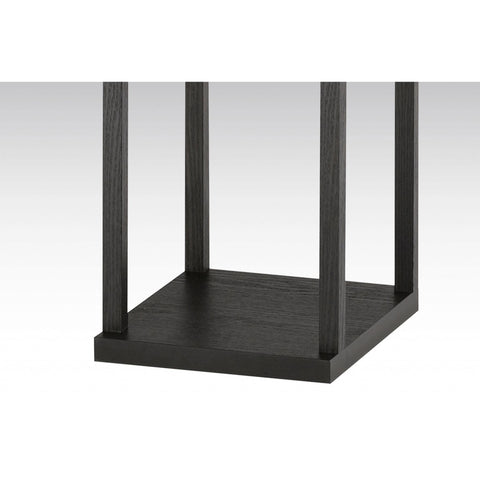 72" Black And White Solid Wood Column With White Cotton Shade