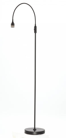 56" Black LED Arched Floor Lamp With Black Drum