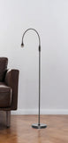 56" Black LED Arched Floor Lamp With Black Drum