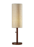31" Walnut Solid Wood Standard Table Lamp With Beige Shade