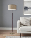 66" Brown Floor Lamp With Brown Fabric Drum Shade