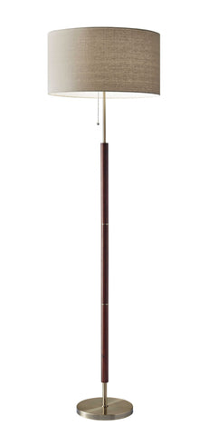 66" Brown Floor Lamp With Brown Fabric Drum Shade