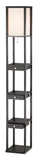 72" Black And Off White Column Floor Lamp With Off White Fabric Rectangular Shade