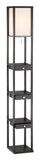 72" Black And Off White Column Floor Lamp With Off White Fabric Rectangular Shade