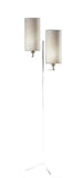 Brass Metal Two Light Novelty Floor Lamp With White Fabric Drum Shade