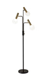 70" Black And Bronze Three Light LED Tree Floor Lamp With White
